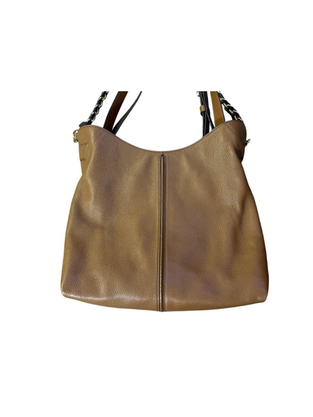 Michael Kors Downtown Astor Large Brown Pebbled Leather Shoulder Bag Chain Strap - Picture 2 of 16